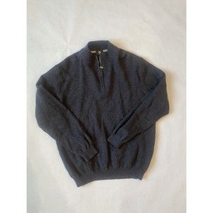 Men's Bogner Sweater 1/4 Zip Up 100% Virgin Wool Size Large Black US40